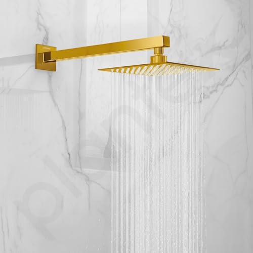 Image of Plantex 18-Inch Shower Arm for Overhead Shower /Stainless Steel Shower Pipe /Wall Mount Bathroom Fitting with -Inch Thread - Pack of 1 (Gold)