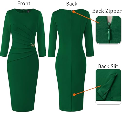 Image of VFSHOW Womens Elegant Ruched Slim Work Office Business Casual Bodycon Dress