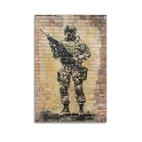 YMXHJJ Poster sur toile représentant un soldat militaire en équipement de camouflage avec fusil   Art mural moderne décoratif à suspendre   30 x 45 cm