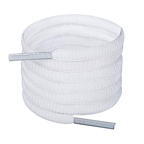 Handshop Half Round Shoelaces 1/4" - Oval Shoe Laces Replacements For Sneakers And Athletic Shoes Sports White 45.3 Inch (115Cm) #TOP4