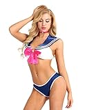 iiniim Sexy Disfraz Escuela Mujer Marinero Sexi Movie Girl Traje de Dibujos Animados de Cosplay Picardias Conjunto Colegiala Lencería Erótica Uniforme Escolar Azul Medium