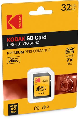 Image of Kodak 32GB 10-Pack SDHC Card, UHS-I U1 V10 Premium, up to 85MB /s Read Speed, for Full HD Video and High-Resolution Pictures, Compatible with SDHC Standard (10-Pack)