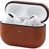 mStick Airpods Pro Leather Protective Cover Compatible with Airpod Pro Case Leather Airpods Pro Protective Case Cover with Keychain for Apple Airpods pro- Natural Brown