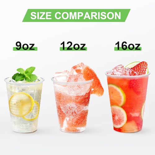 Lamosi 300 Pack 12 oz Clear Plastic Cups,12 Ounce Disposable Cold Drinking Cups for Party, Picnic, BBQ, Travel, Christmas, Events