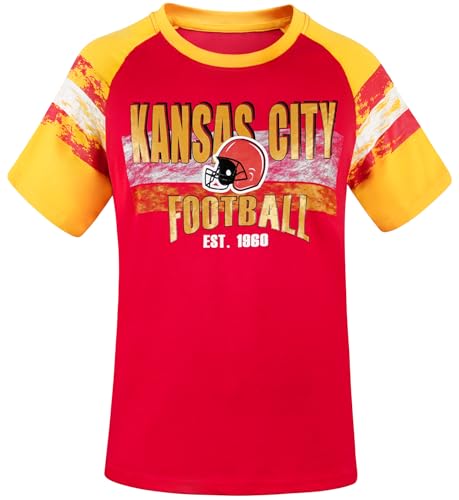 Geneisteck Mens City Football Fans Athletic Arm Stripe Tee Raglan T-Shirts - Yellow & Red - Size: 3XL