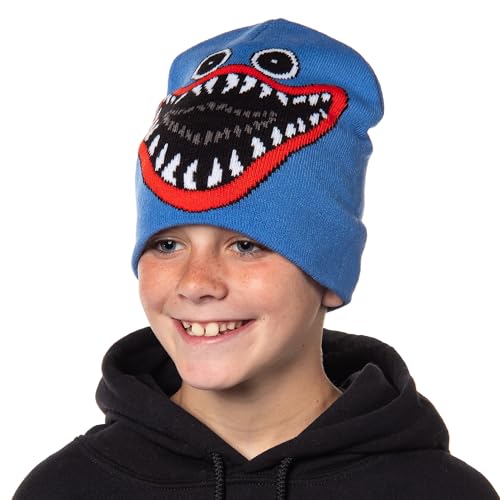 Poppy Playtime Kids Huggy Big Face Design Knitted Beanie Hat for Boys and Girls Blue2