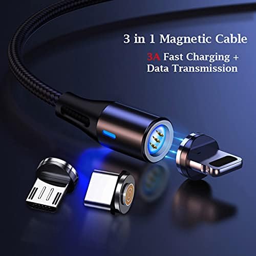 P-TECHUK Fast Charging 360° Magnetic 3 in 1 Cable, Magnetic Charging Cable, Magnetic Cable, Universal magnetic charger cable. (2 x 1M cable, 6 tips, 1 x tip holder) A2P