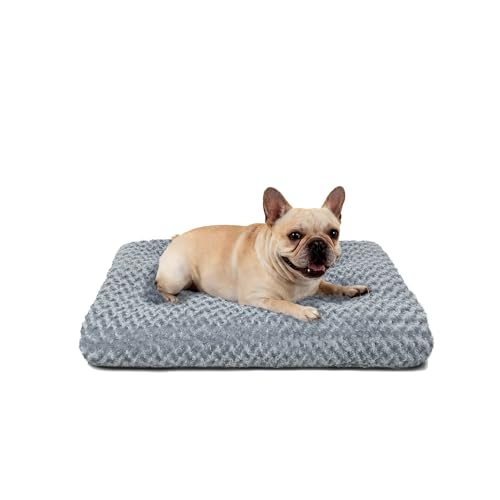 Dog Beds for Small Dogs Deluxe Plush Washable Small Dog Cat Bed Indestructible Dog Crate Pad Anti-Slip Soft Pet Bed Comfy Kennel Pad for Large Jumbo Small Medium Dogs 23x 18-M Dark Gray