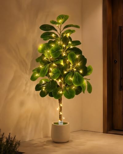 5Ft Artificial Fiddle Leaf Fig Tree Tall Fake Plants Indoor Faux Trees - image 7