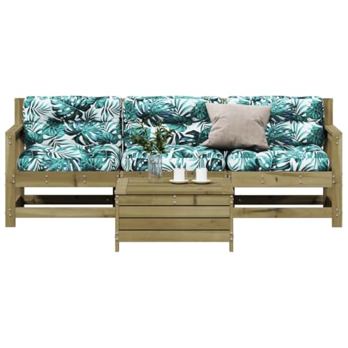 LAPOOH Juego de Muebles jardín 4 pzas y Cojines Madera Pino impregnada, Conjunto Jardin Exterior, Muebles Jardin Exterior, Mueble Terraza, Set De Jardin Exterior, Juegos De Terraza - 3250799