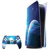 Skinit Decal Gaming Skin Compatible with PS5 Bundle - Officially Licensed View of a Planet as it Looms in Close Orbit and with Rings Design