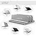 OMOTON Vertical Laptop Stand [Updated Double Version], Desktop Aluminum MacBook Stand with Adjustable Dock Size, Fits All MacBook, Surface, Chrome Book and Gaming Laptops (Up to 17.3 inch) (Grey)