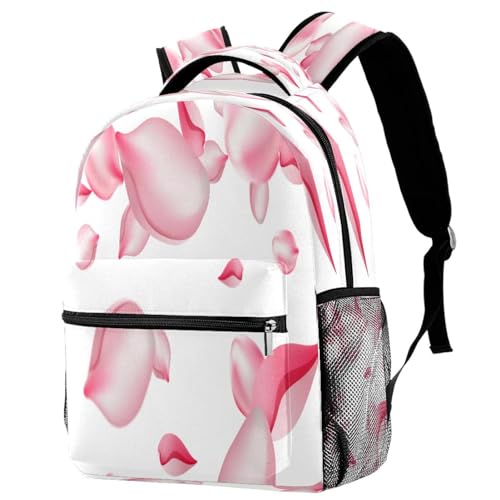 Sac à dos d'école motif fleur de cerisier rose 29x20x40cm pour fille et garçon