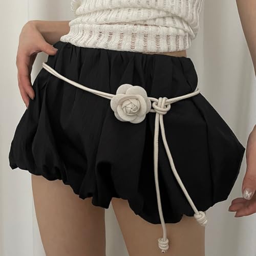 Delicate Woman Waist Rope Adjustable Flower Waist Belt Plain Color Waist Belt For Coat Dress Skirt Dress Skirt Decors3