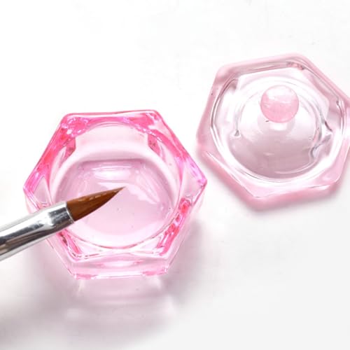 2 tazas de cristal para manicura con tapa rosa miniatura 4