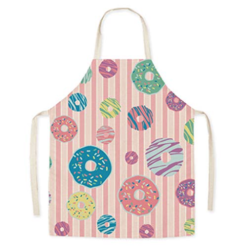 Hibye Kitchen Chef Easter Series Floral Printing Flax Apron Restaurant Cooking Adjustable Bibs Unisex Adult Costume #TOP3