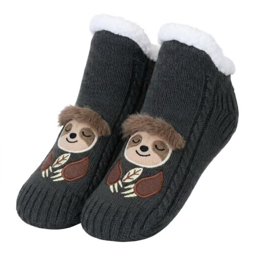 Image of ZYZX Cute Animal Slipper Socks for Women with Grips,Fuzzy Socks Indoor