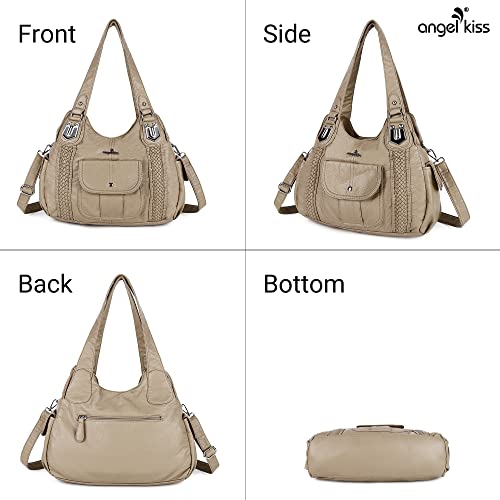 Image of Angel Kiss Purses and Handbags for Women Washed Vegan Leather Crossbody Hobo Satchel Shoulder Tote Purse