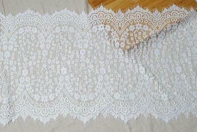 dekoracja koronkowa, Tkanina koronkowa z kwiatowym wzorem i rzęsami, wielokolorowa, szerokość 34-50 cm(50cm White)