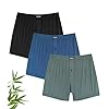 YESWEL Mens Boxers Bamboo, Boxer Shorts Multipack with Button Fly, Loose Fit Underwear Trunks, No Itchy Labels Underpants Pack of 3 (M-2XL)