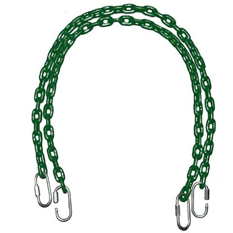 Playkids (2) 85" Fully Coated Chains + 4 Free Quick Links - Green (Water-Resistant) Cover