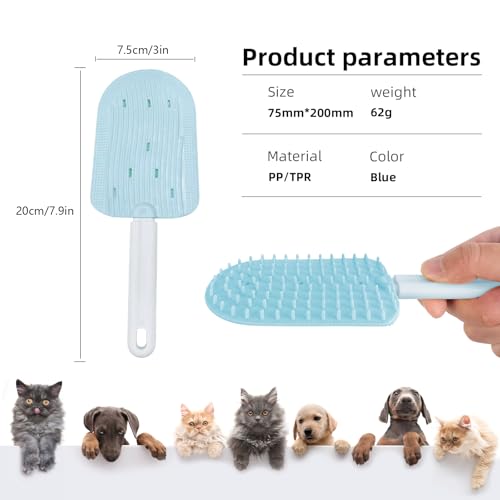 Image of Pet Ice Cream Massage Comb, Cat Double-Sided Grooming Brush, Cat Tongue Brush for Cats Grooming Easily Removes Fur Reducing Hairballs (Blue)