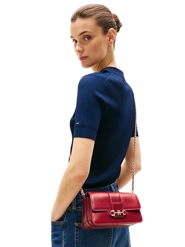Image of Tommy Hilfiger Women's Heritage Leather Crossbody Bag With Chain Crossbody Strap