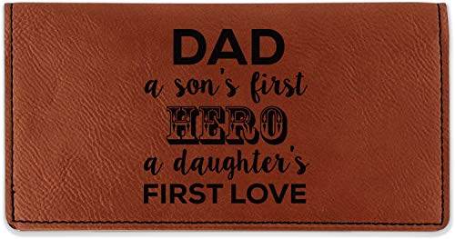 RNK Shops Personalized My Father My Hero Leatherette Checkbook Holder - Double Sided
