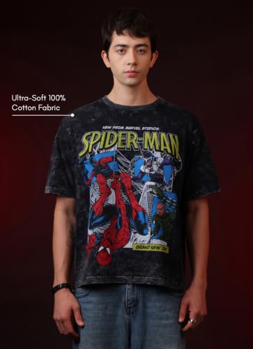 Image of Free Authority Official Marvel Spider-Man Brand New Day Graphic Printed Men's Oversized Fit T-Shirt | Pure Cotton Crew Neck Half Sleeve Casual Summer Tee