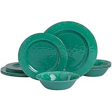 Gibson Home Mauna Melamine Dinnerware Set, Service for 4 12pcs, Green