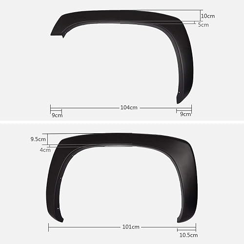 Vista 35 de PIT66 Guardabarros para guardabarros, compatibles con GMC Sierra 1500 07-13, bengalas de rueda de estilo remachado liso mate, 4