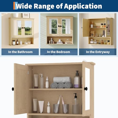 Bathroom Wall Cabinet with Mirrored Doors – Slim Medicine Cabinet with Adjustable Shelf – 2.2x23x5.1 Inch Compact Wall Cabinet for Bathroom, Kitchen, Laundry Room, Entryway by GarveeHome - Used condition - Image 7