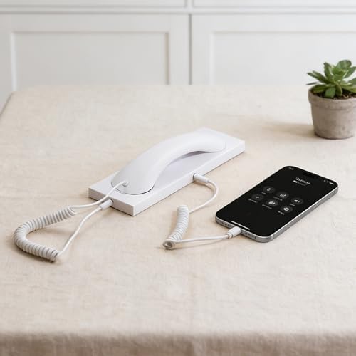 Decumeby Retro Phone Handset, Wired Plug in Handheld Phone Handset, Retro Connect to Cell with Microphone for 17 16 (White) - 4