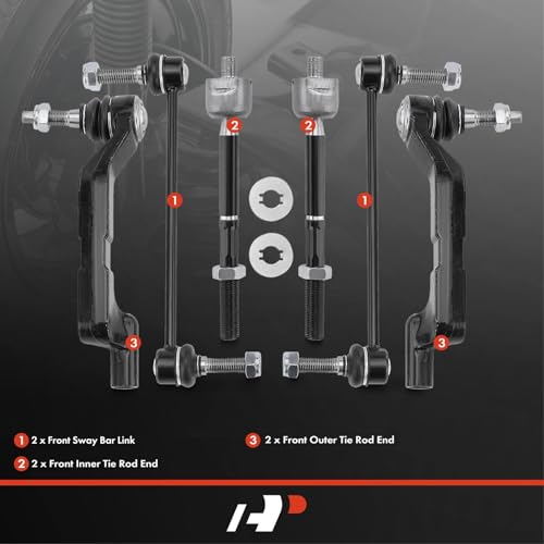 A-Premium 6Pcs Front Suspension Kit, Sway Bar Link, Inner & Outer Tie Rod End, Compatible with Dodge Charger 2011-2015 & 2017, Chrysler 300 2011-2014, AWD Only by A-Premium - Used condition - Image 2