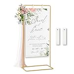 Wedding Sign Holder,Adjustable Welcome to Our Wedding Sign Stand with 2 Leather Sign Hanging Straps,Wedding Seating Chart Stand for Party,Baby Shower,Graduation Ceremony(Posters Excluded)