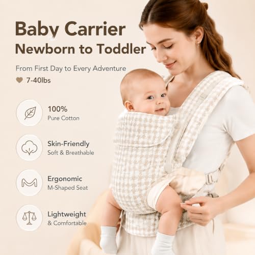 Image of Baby Carrier Newborn to Toddler,Cotton Infant Carrier,7-40lbs Baby Carrier