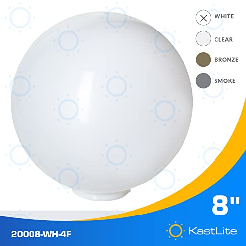 Kastlite 20008-WH-4F 8 Inch White Acrylic Lamp Post Globe thumb #2