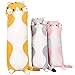 Shownicer Oreiller Peluche, Mignon Chat Long, Jouet Doux Anime, Coussin Poupée, Animaux Peluche, Coussin Câlin Traversin Oreiller de Canapé Lit, Cadeau pour Enfants Filles Garçons (Brun, 110CM)