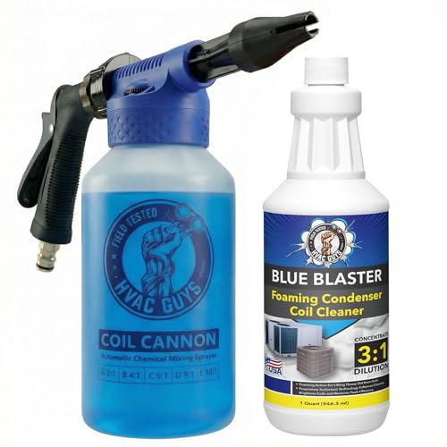 HVAC Guys Coil Cannon + AC Coil Cleaner Blue Blaster Bundle - For Cleaning Air Conditioner and Refrigeration Condensers