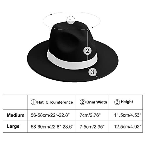 Image of KUJUHA Fedora Hats for Mens /Womens Felt FedoraHats Two Tone Wide Brim Fedora Hats Rancher Hat