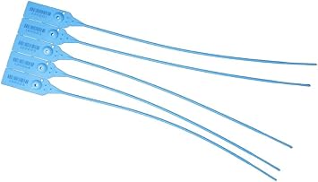 Plastic Seal Pull Tight HD, 200 Pcs 19" 50 cms., Blue, Correlative Numbered, Barcode, Adjustable, with Metal Insert High Security Seal, BFSEAL Free & Quick Delivery