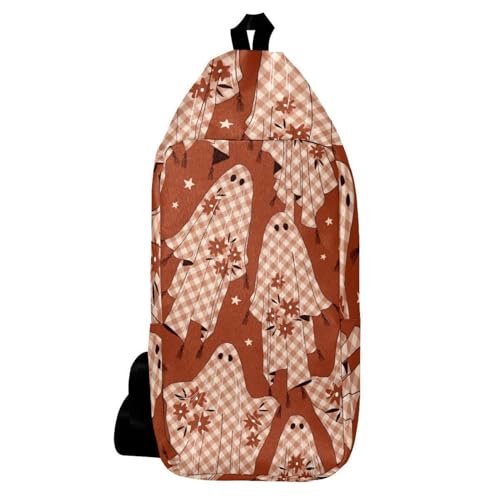 Sac à dos à bandoulière fantômes floraux idéal pour vos randonnées et voyages d'Halloween