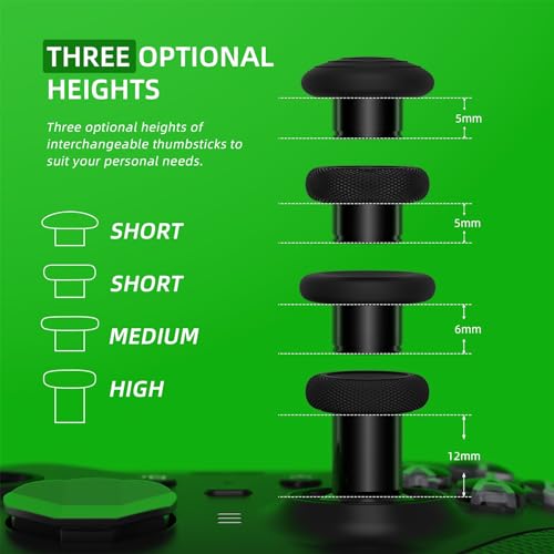 Image of eXtremeRate 6 in 1 Metal Thumbsticks Replacement for Xbox Elite Series 2 Controller, Swappable Magnetic Joysticks Accessories Parts for Xbox Elite Series 2 Core Controller - Metallic Black
