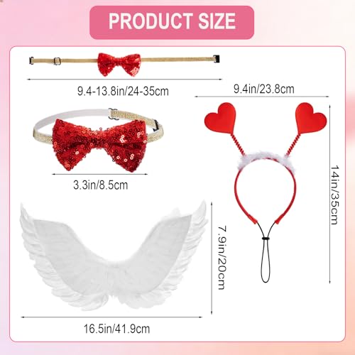 Disfraz San Valentín para perros con alas y diadema miniatura 3
