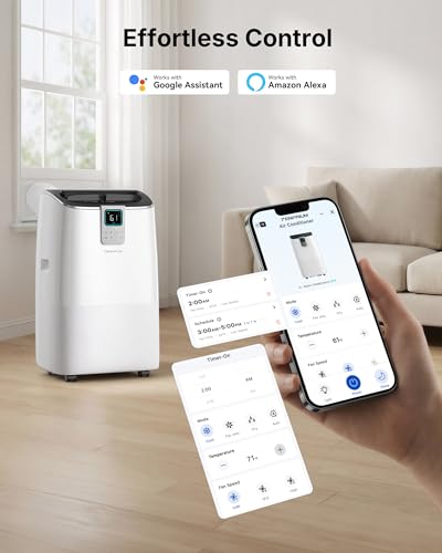 Image of 12,000 BTU Portable Air Conditioner for Rooms Up to 600 Sq.Ft, 41dB Ultra Quiet Portable AC Unit with App & Voice Control, 4-in-1 Cooling, Fan & Dehumidifier, Self-Evaporating System