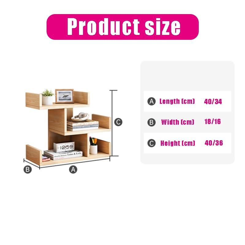 Baum Schreibtisch Organizer Regal, Offenes Schreibtisch Aufsatzregal Aus Holz, Freistehend Tischregal Für Bücher/Zeitschriften/CDs(Brown,34 * 16 * 36cm/13.4 * 6 * 14in)