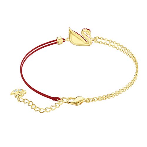 Swarovski Women's Iconic Swan Bracelet, Red, Gold-Tone Plated #TOP2
