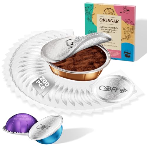 Image of Aluminum Foil Lids for Nespresso Vertuo Pods, 200 PCS Coffee Filter Foil Seal Cover Compatible with Vertuo Plus, Pop, Next, All Size Capsules(No Pod)