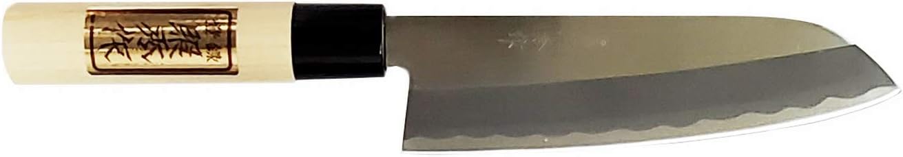Made in Japan Shimomura Forged High Carbon Steel Blade Cheffts Knife (Santoku 701 Blade 165mm), Silver