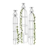 [page_title]-Relaxdays, dunkelgrün Rankhilfe, 3er Set, rund, freistehend, Beet, Topfpflanzen, wetterfest, Kletterhilfe, versch. Höhen